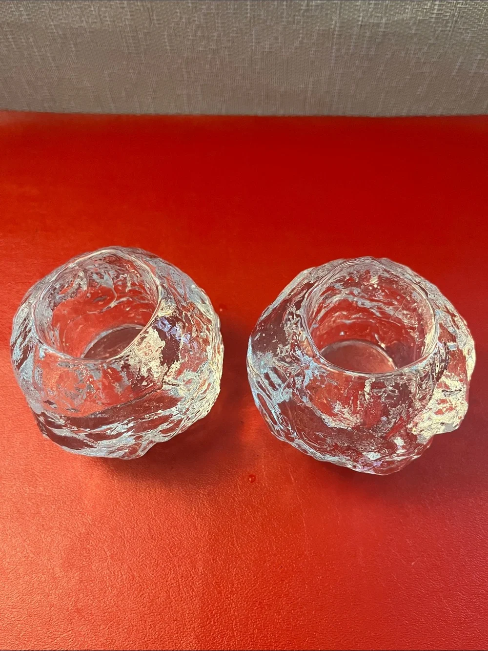 Vtg Kosta Boda Snowball Crystal Votive candle Holders